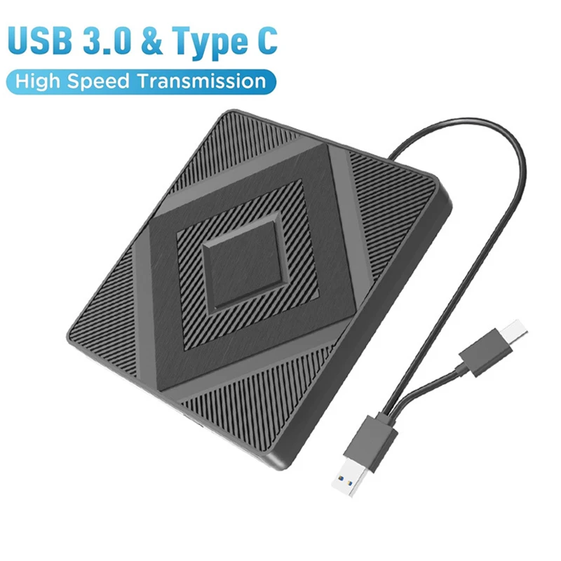 

USB 3.0 Type C External CD/DVD Drive Max 24X CD 8X DVD Disc Burner Reader and Writer For Mac OS Linux Windows 11/ 10/ 8/ 7/ XP