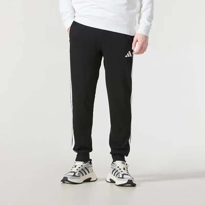 

Adidas Men's Black Track Pants, Elastic Waist, Cuffed Ankles, 3 - Stripes Design, for Sports & Casual