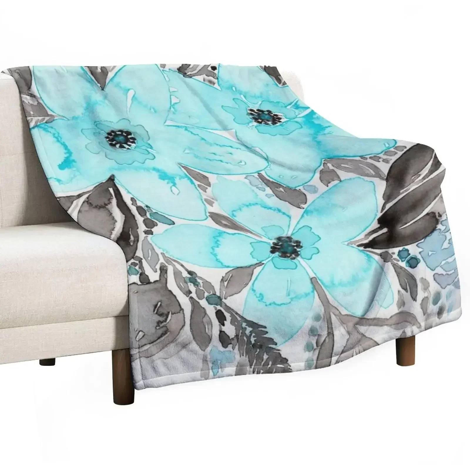 

Blue Floral Mix Throw Blanket for babies valentine gift ideas Blankets