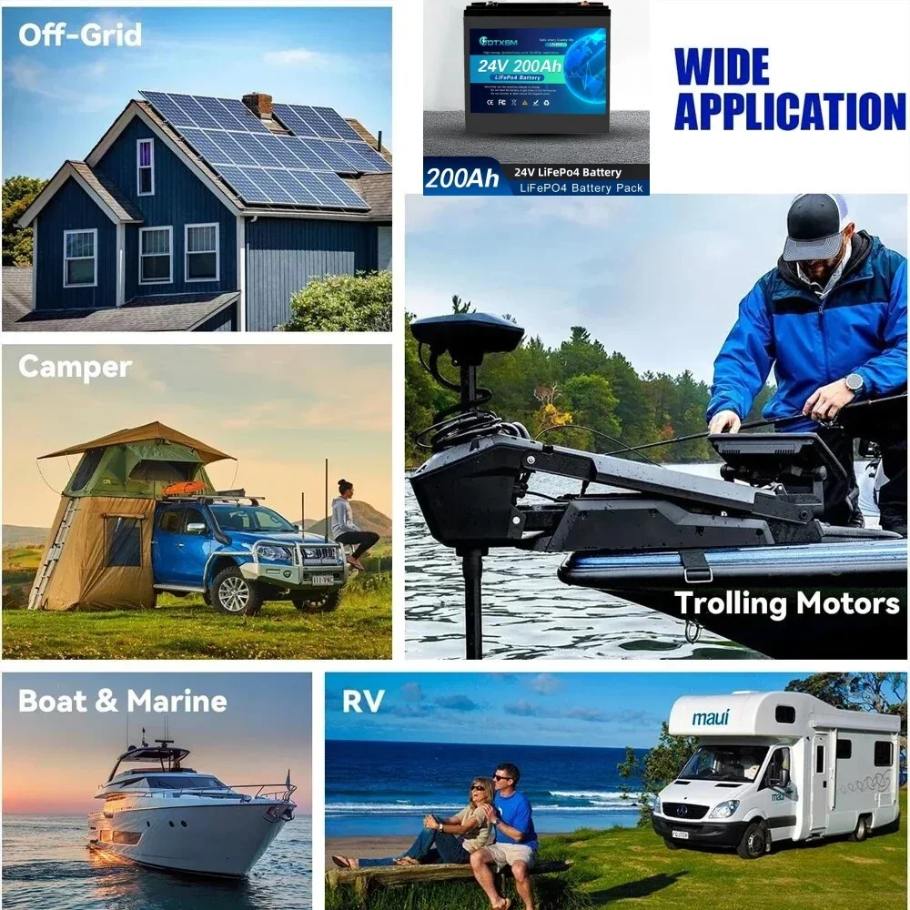 32700 24V 150Ah-200Ah LiFePO4 Battery with 100A BMS Perfect for RV,Golf Cart,Solar Power System,Trolling Motor