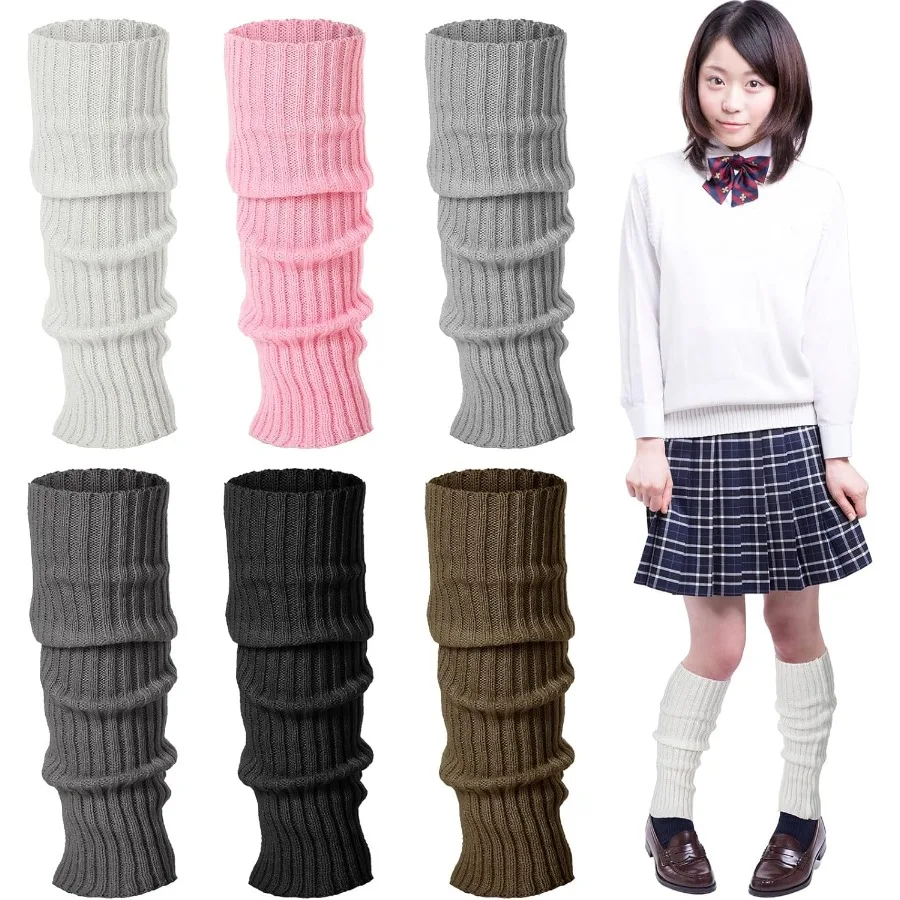 

Sintege 6 Pairs Kawaii Leg Warmers Japanese Style Knitted Loose Socks Leg Warmers for Girls Women Lolita Costume School Casual
