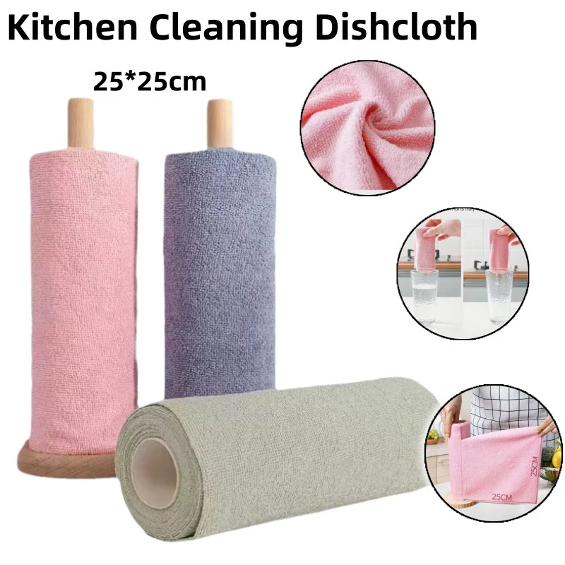 

Рулон салфеток из микрофибры 25 см / Нескользящие кухонные салфетки для мытья посуды / Тряпки для уборки на кухне