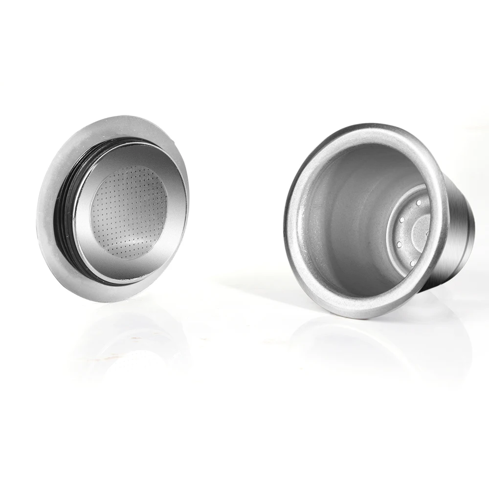 Wiederverwendbare Kaffeekapsel für Nespresso Espresso Crema Cups, nachfüllbare Kaffeepads aus Edelstahl, Filter mit Tamper-Dosierring – Detail 9