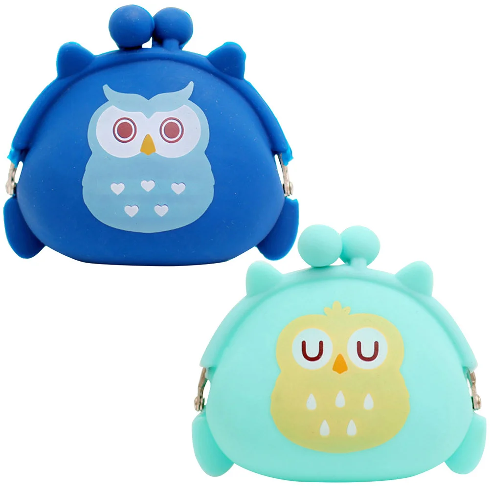 2 pezzi portamonete gufo cartone animato borsa da cambio in silicone per donne bambini ragazze portamonete piccolo portamonete regalo di compleanno per ragazze
