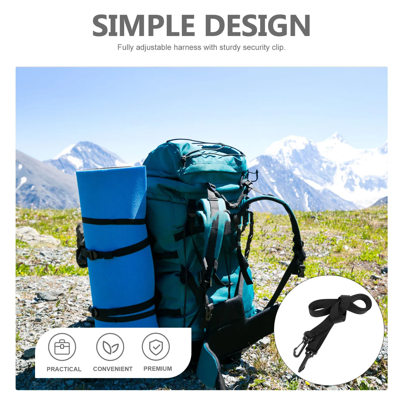 

Universal Adjustable Backpack Shoulder Strap - Heavy Duty Camping Hiking Bag Belt with Quick Release Buckle Anti-Slip Bag Strap