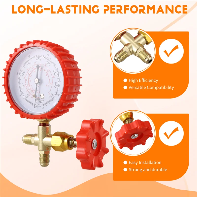 Pengukur Tekanan Refrigeran AC Pengukur Tekanan Isi Ulang Katup Manometer Pengukur Manifold untuk R12 R502 R22 R410 R134A-