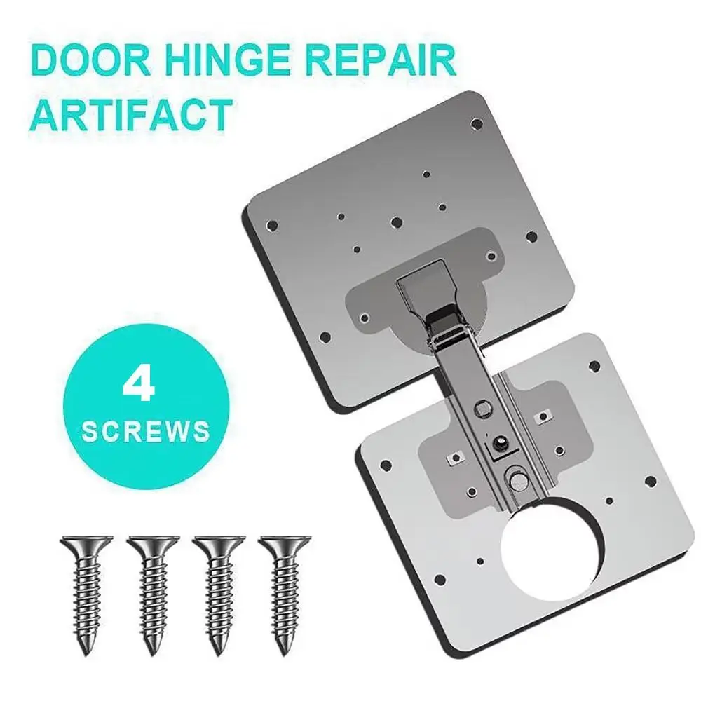 Stainless Steel Kitchen Cabinet Hinge Repair Plate Silver Easy to install Hinge Repair Plate with 4 Screws