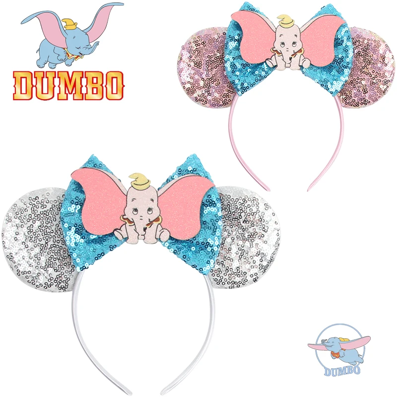 

Disney Dumbo Ears Headbands For Girl Festival Party Cosplay Little Flying Elephant Hairband Kids DIY Sequin Bow Hair Accessories