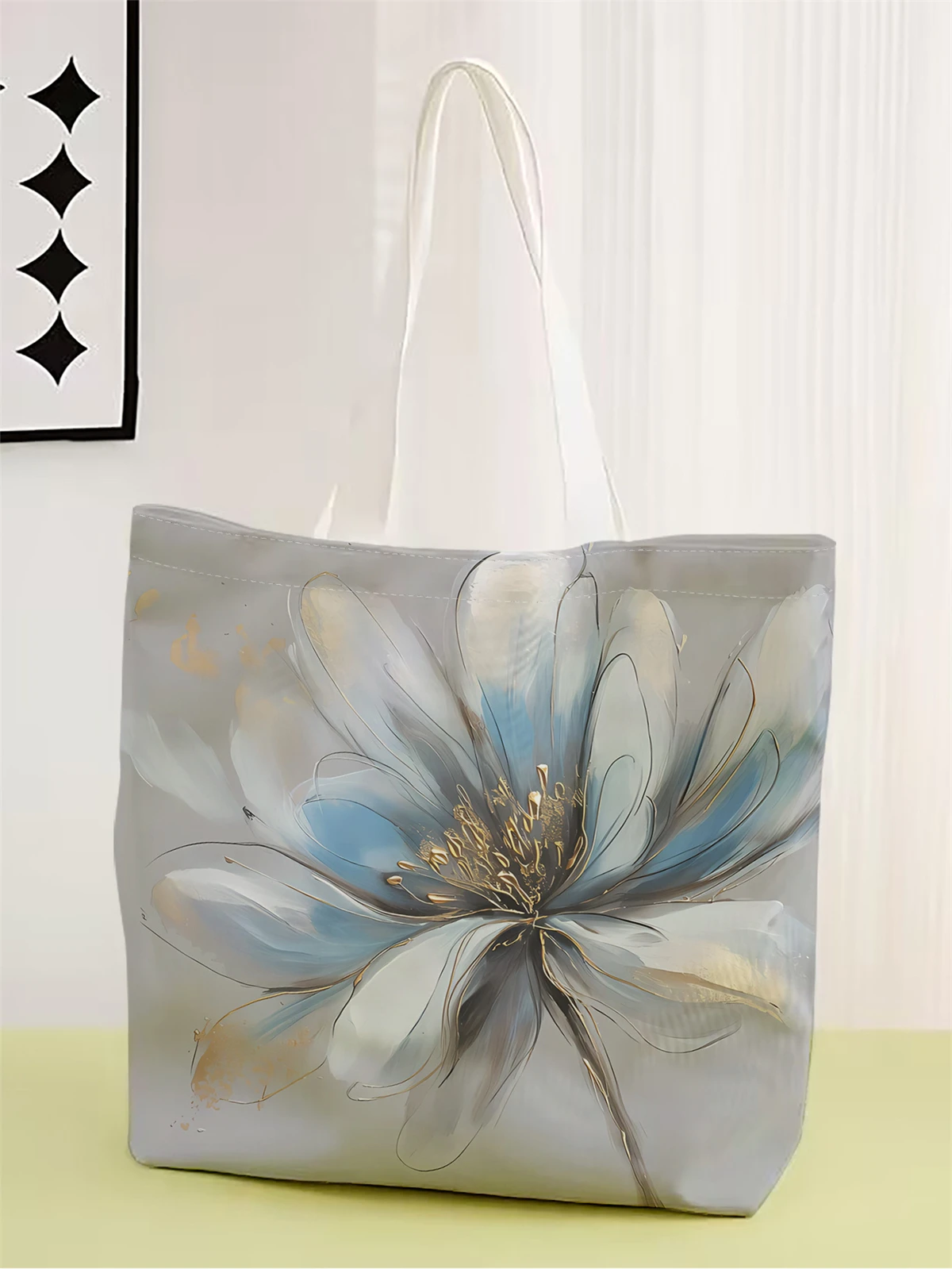 قطعة واحدة، حقيبة يد على شكل زهرة ملونة، حقيبة يد عصرية قابلة لإعادة الاستخدام، حقيبة يد متعددة الوظائف، حقيبة تسوق قماشية مطبوعة