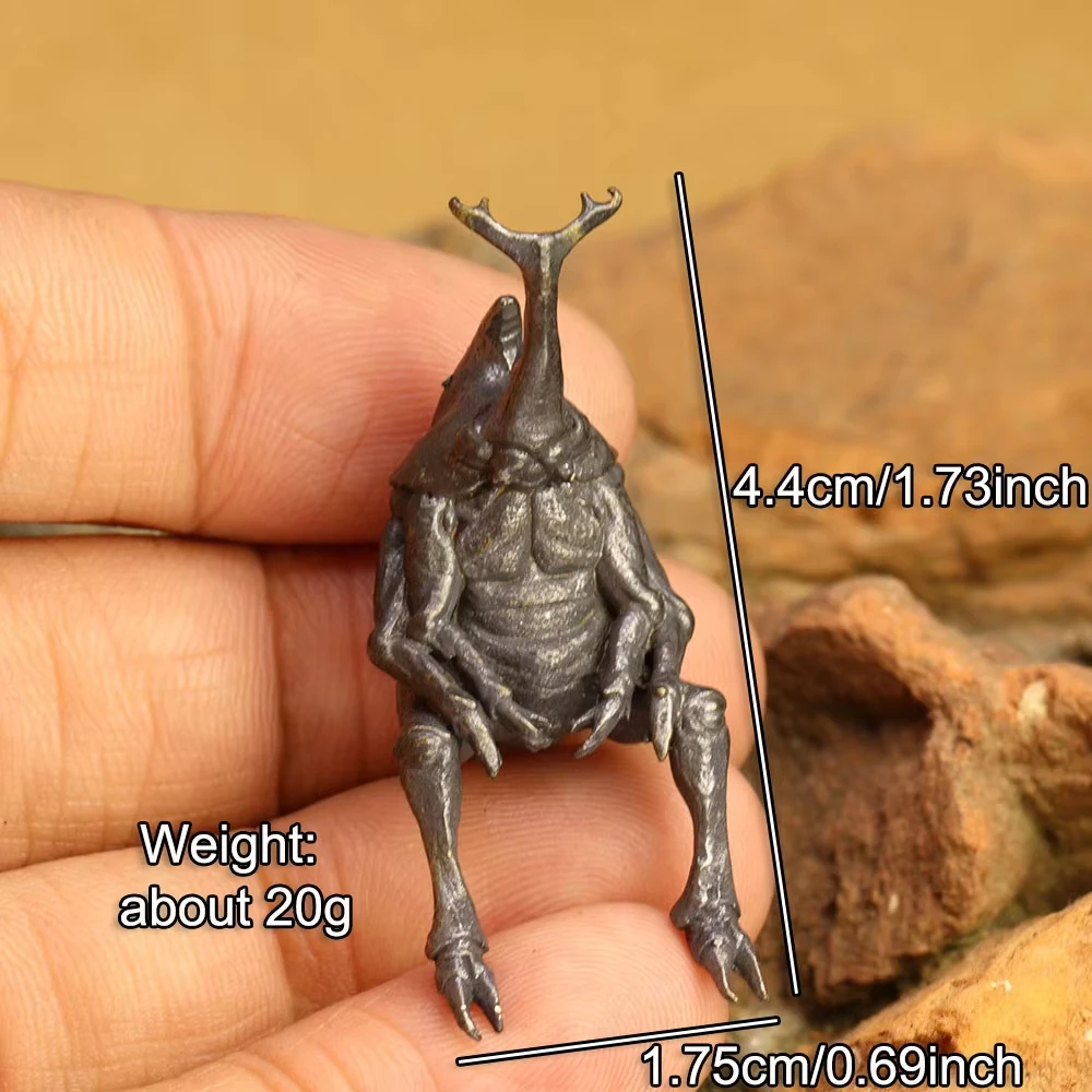 Miniature Pure rhinoceros beetle  Copper Aged Realistic Simulation Insect Model Hand-Made Car Ornament Animal Desktop Statue - view 5