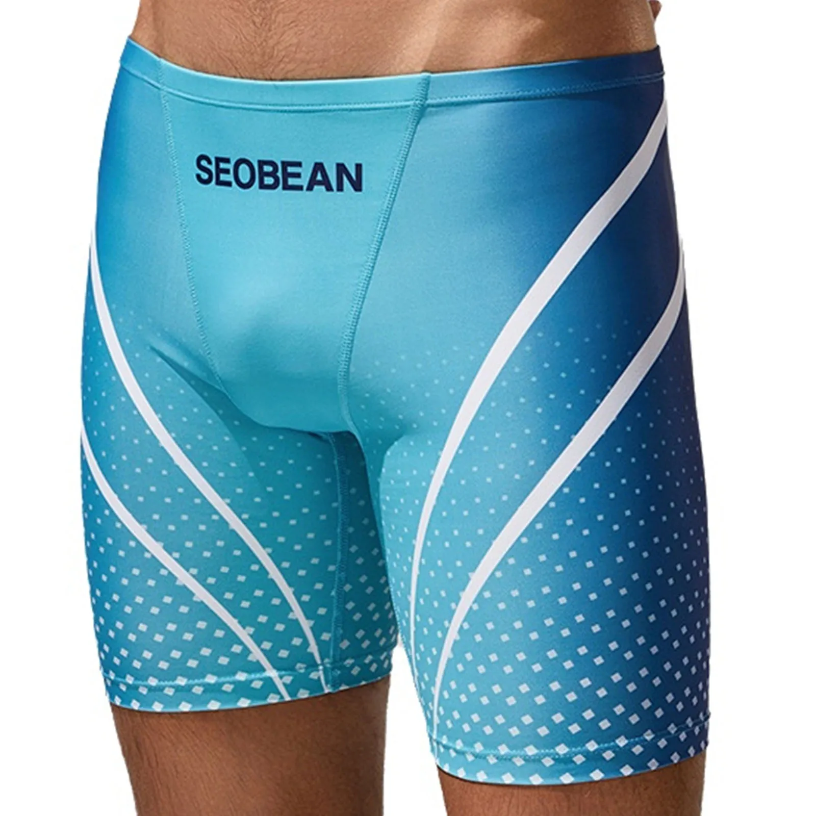 Mens Low Rise Boxer Shorts Swimming Trunks Outer Flat Seams Quick-drying Compression Beach Shorts for Surfing Diving Workout