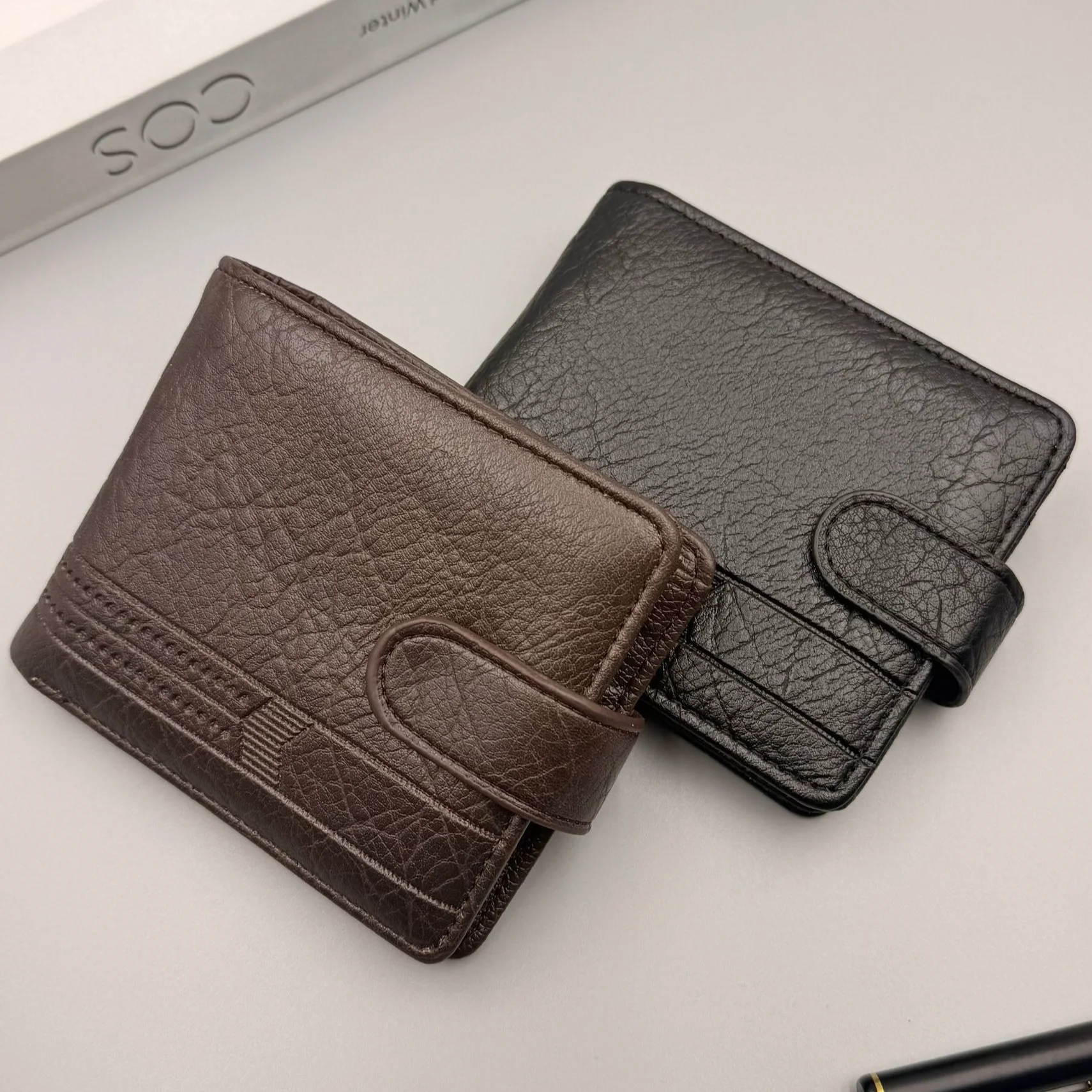 Schlanke Herren-Ledergeldbörse, hochwertige Reißverschluss-Geldbörse mit Münzfach, Business-Casual-Kartenetui für den täglichen Gebrauch