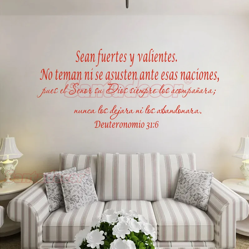 Vinyl Wall Art Decal Sticker Sean Fuertes Y Valientes Bible Verse Home Decor Poster Deuteronomy 31: 6 House Decoration Wallpaper