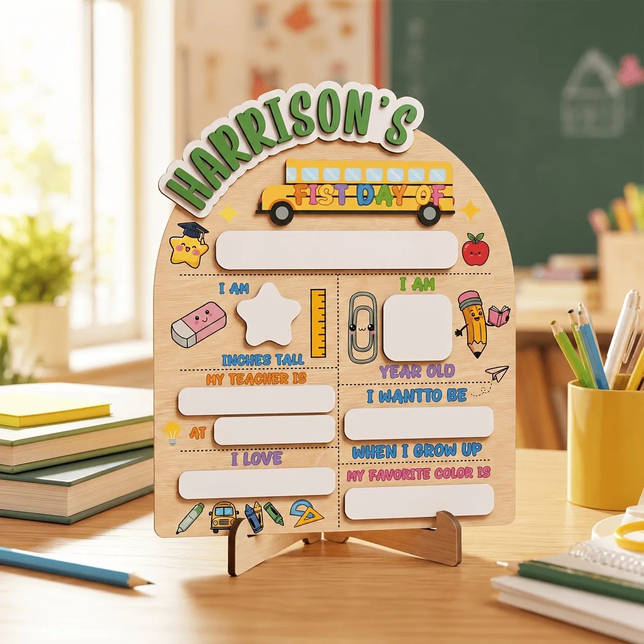 Custom Name First/Last Day of School Wooden Milestone Board Personalized Kids Back to School Photo Prop Gift, Classroom Keepsake