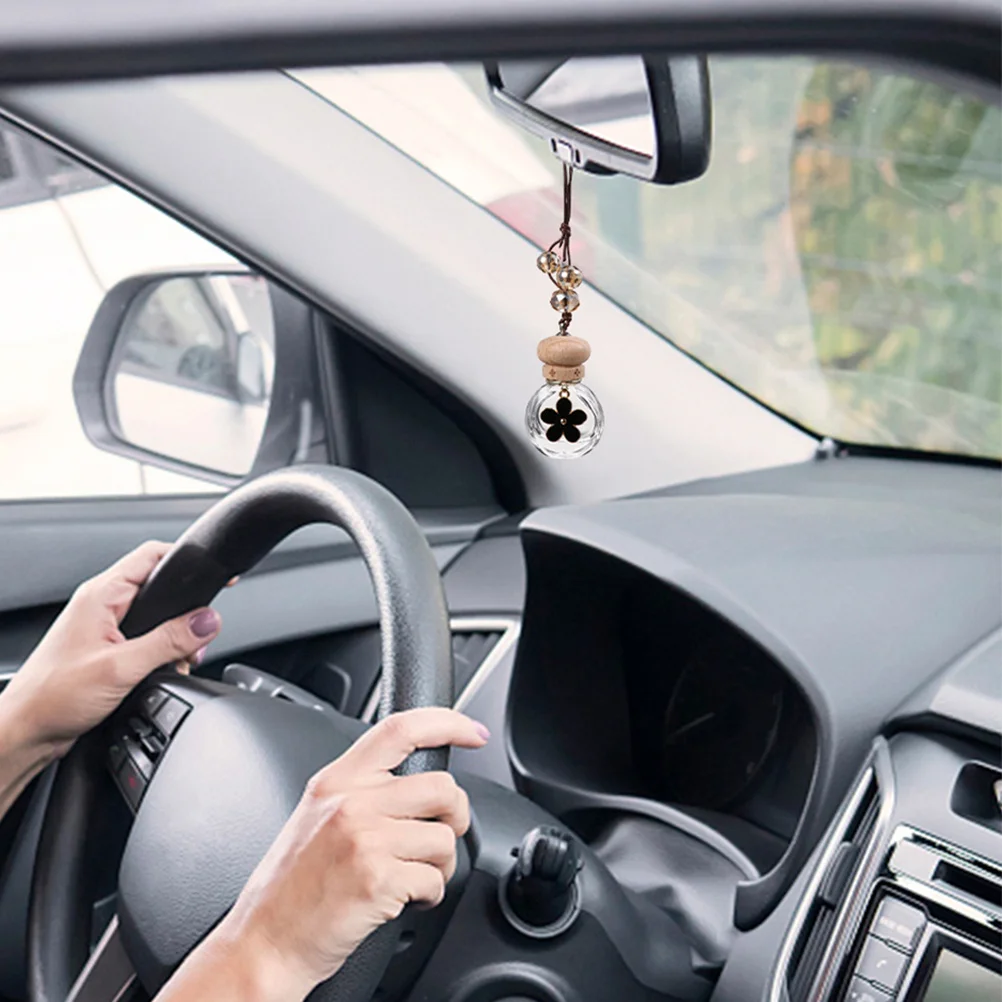 

2Pcs Car Air Freshener Diffuser Hanging Pendant Glass Bottles Refillable Perfume Oil Essential Oil Car Interior Freshener
