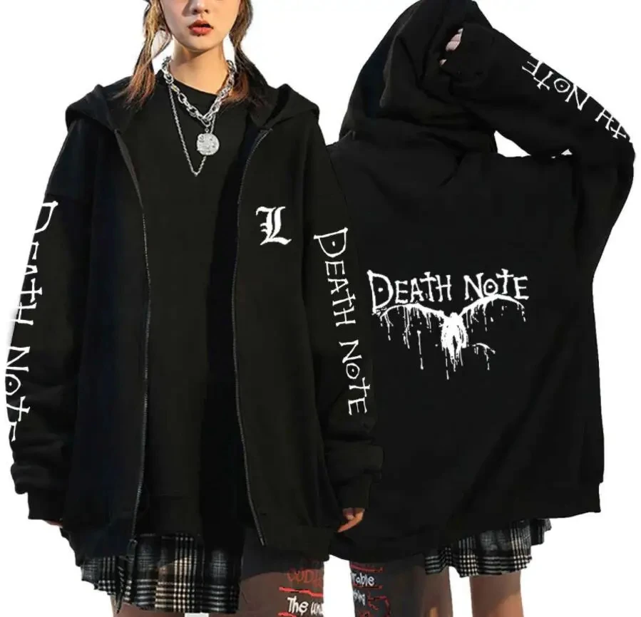 Oversized Hoodie Death Note Zip Up Hoodie Moletom Feminino Casual Streetwear Sweatshirts Vetement Homme Anime Tops Jackets