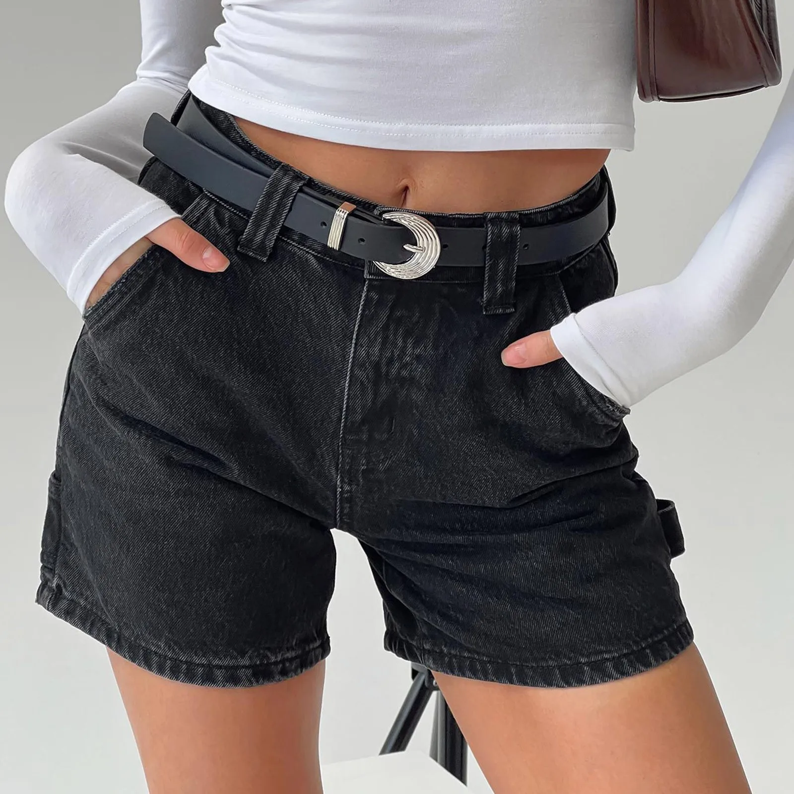 

Women'S Denim Shorts Y2k Women Jean Shorts High Waisted Carpenter Denim Shorts With Pockets Trendy Fashion Summer Hot Shorts