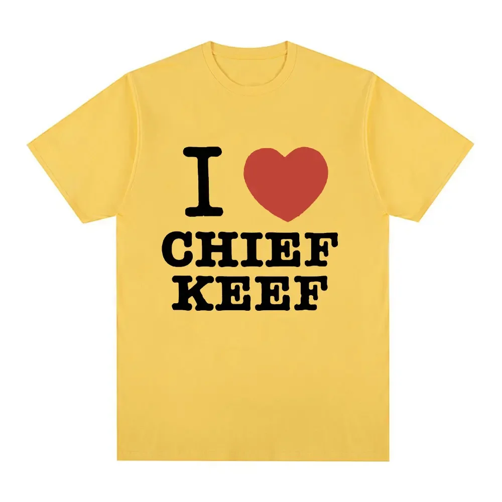 I Love Chief Keef T Shirt Men\'s Fashion Casual Short Sleeve T-shirt Vintage Gothic Oversized Cotton T-shirts Hip Hop Streetwear