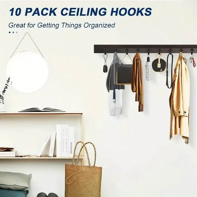 5 Stück verschraubte Deckenhaken aus Edelstahl, Handtuch unter dem Regal, robuster Kleiderbügel für Badezimmerschrank, Garage – Detail 3