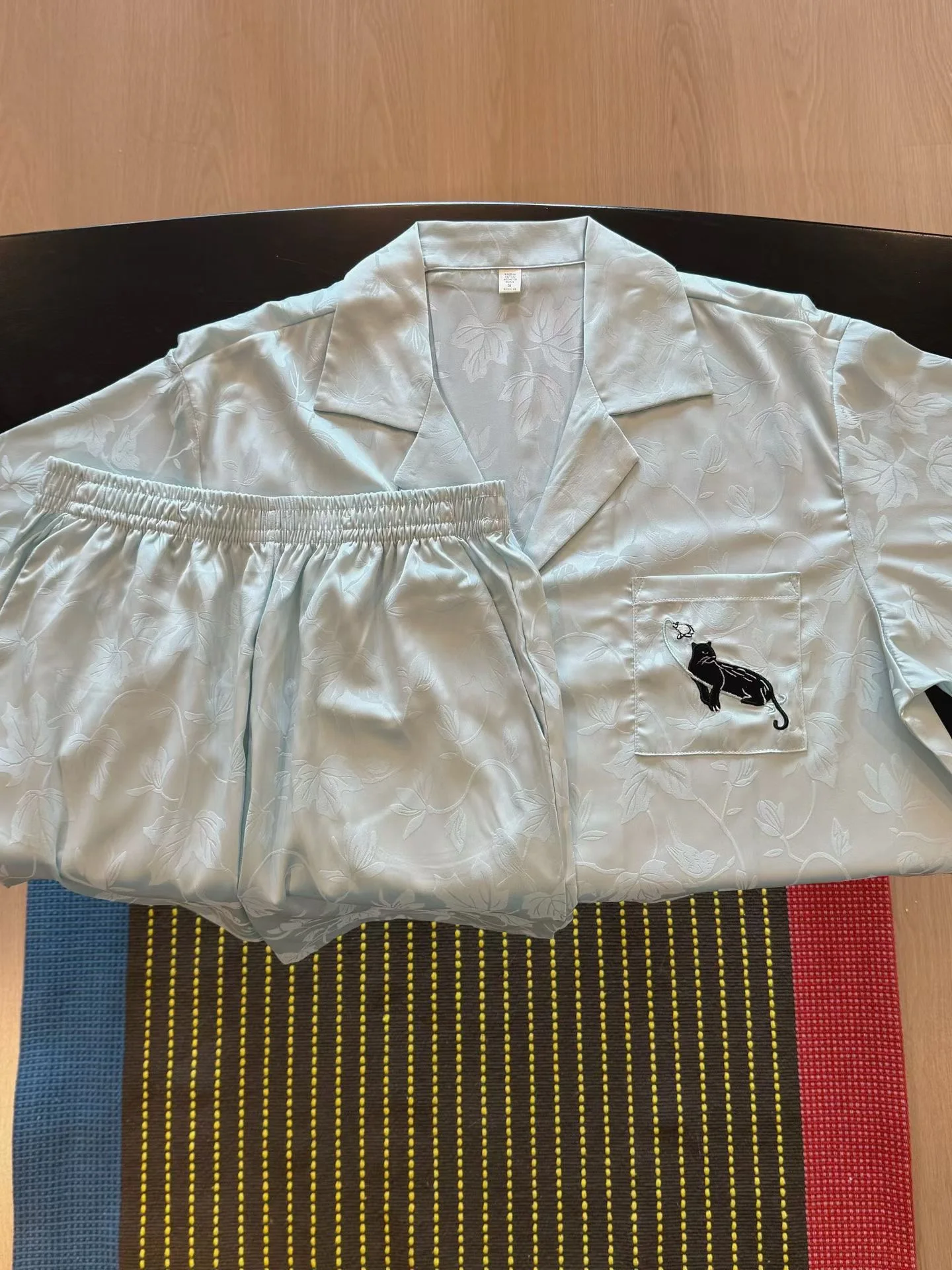 wild-beast-black-panther-starlight-satin-home-clothes-short-sleeve-shorts-long-sleeve-long-pants-casual-style-summer-simulate