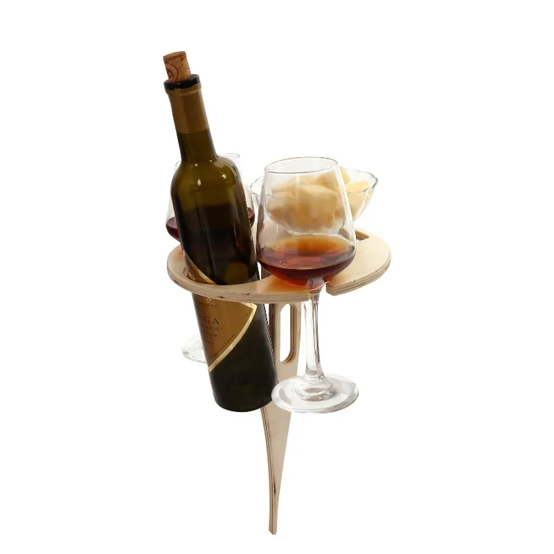 Mesa de Vino Plegable con Botellero Integrado, Portátil, para Exteriores, Playa, Camping, Picnic, Multiusos, Mesa de Vino Plegable para Patio