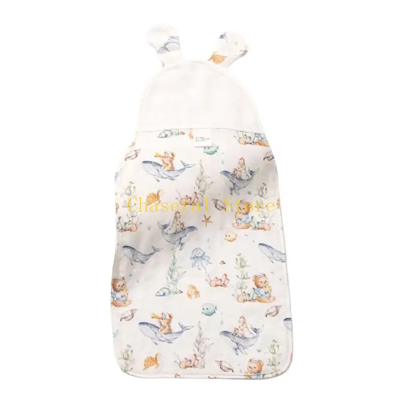 

E7CE Breathable Infant Sweat Absorbing Cloth Cartoon Multipurpose Baby Backrest Pad