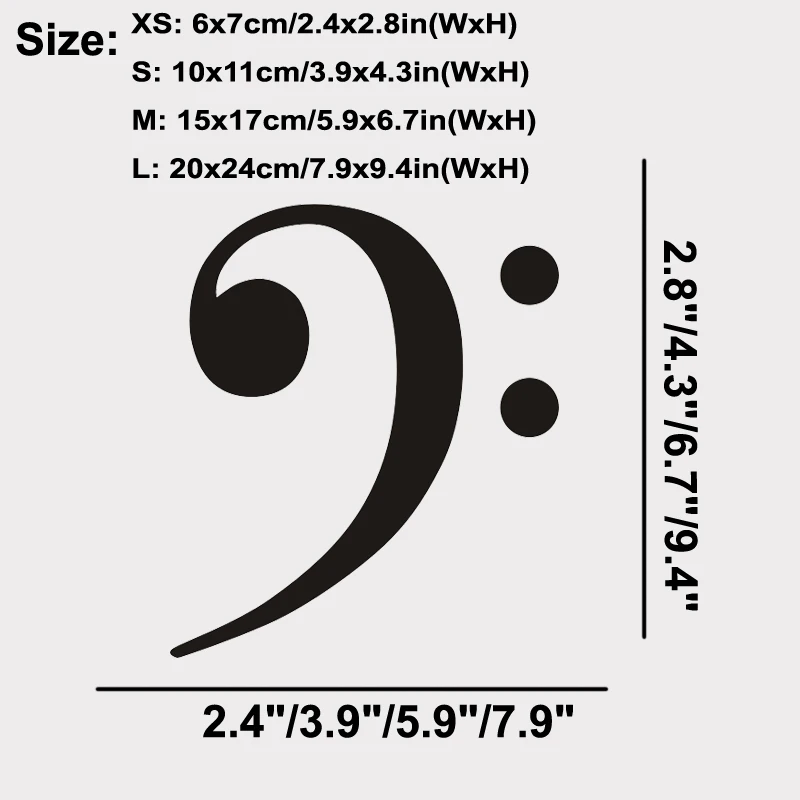 Bass Clef Music Piano Guitar Vinyl Die Cut Car Decal Sticker Window Laptop Sticker Many Colours Choose