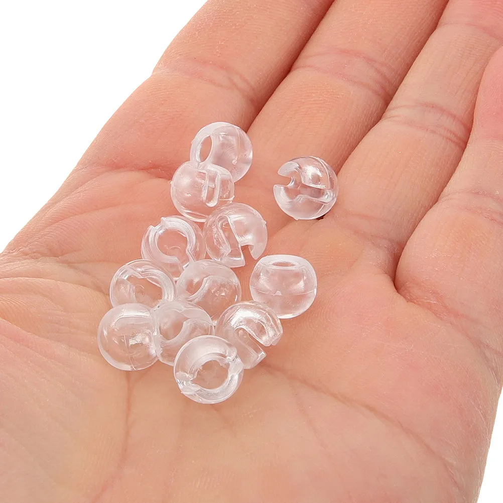 12Pcs Clear Beaded Chain Crimp Stop Transparent Blind Chain Stopper for Roller Vertical Blinds Curtains Safety Clip Blinds