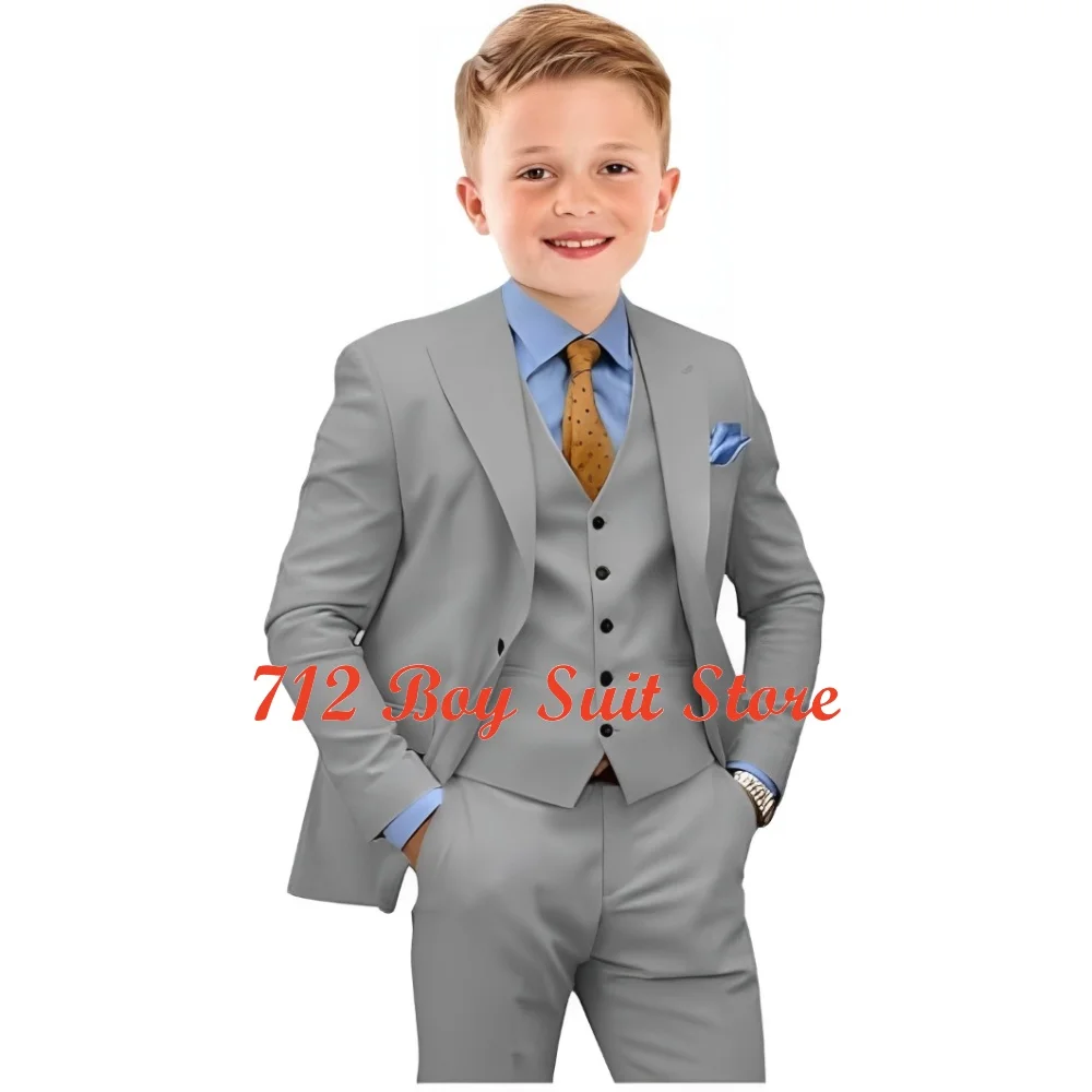 

Formal Boys Suit 3 Piece Set Wedding Tuxedo Kids Jacket Vest Children's Clothes Pants Dinner Party Blazer