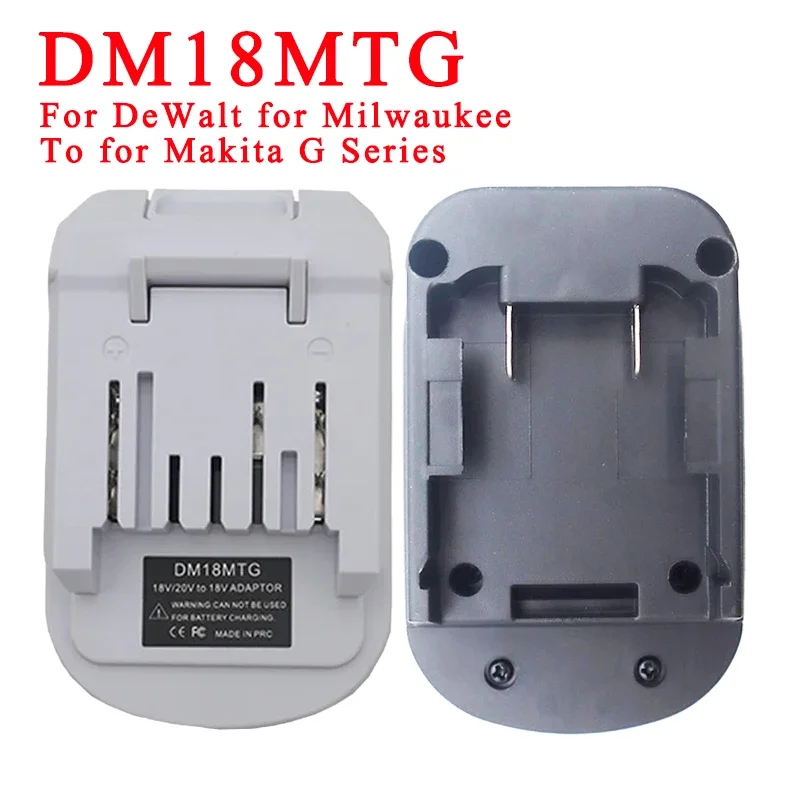 DM18MTG Battery Converter Adapter for Dewalt for Milwaukee 18V Lithium Battery Black and White Adapter for Makita G Series Tools