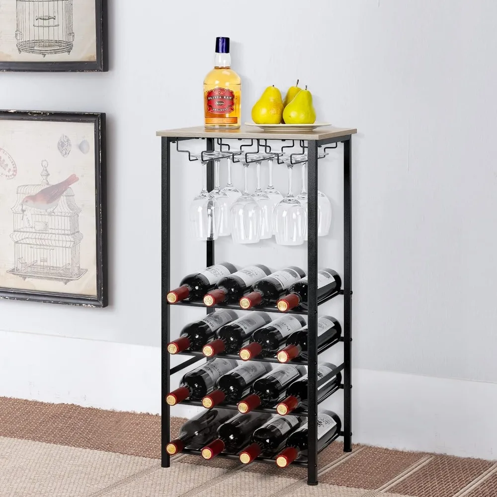 

NANANARDOSO Freestanding Wine Racks & Cabinets, Small Wine Table with GlassBottle Holder, Liquor Cabinet for Home