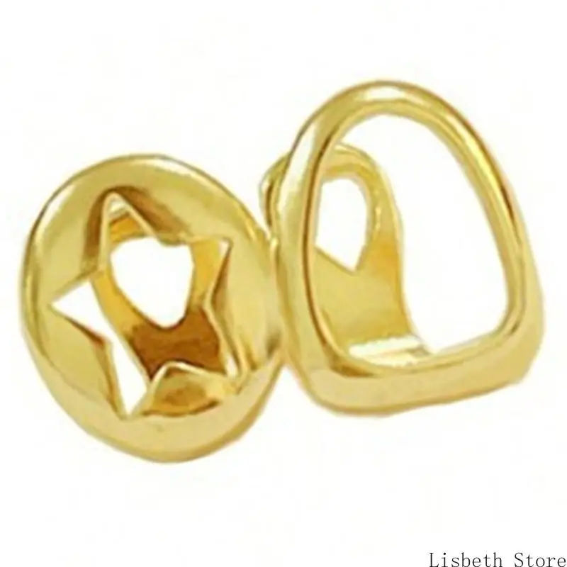 124A العصرية الهيب هوب الأسنان الأنياب شكل نجمة مستديرة النحاس الجسم مجوهرات لتأثيري #5