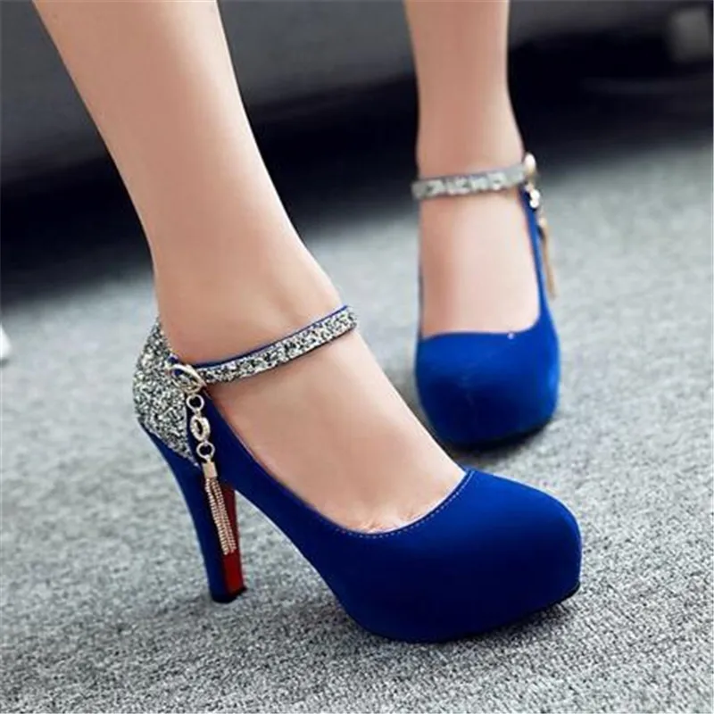 

Women Bling Tassel High Heels Female Velvet Shoes Platform Bottom Pumps Ladies Evening Dress Wedding Party Shoes Big Size 41 42