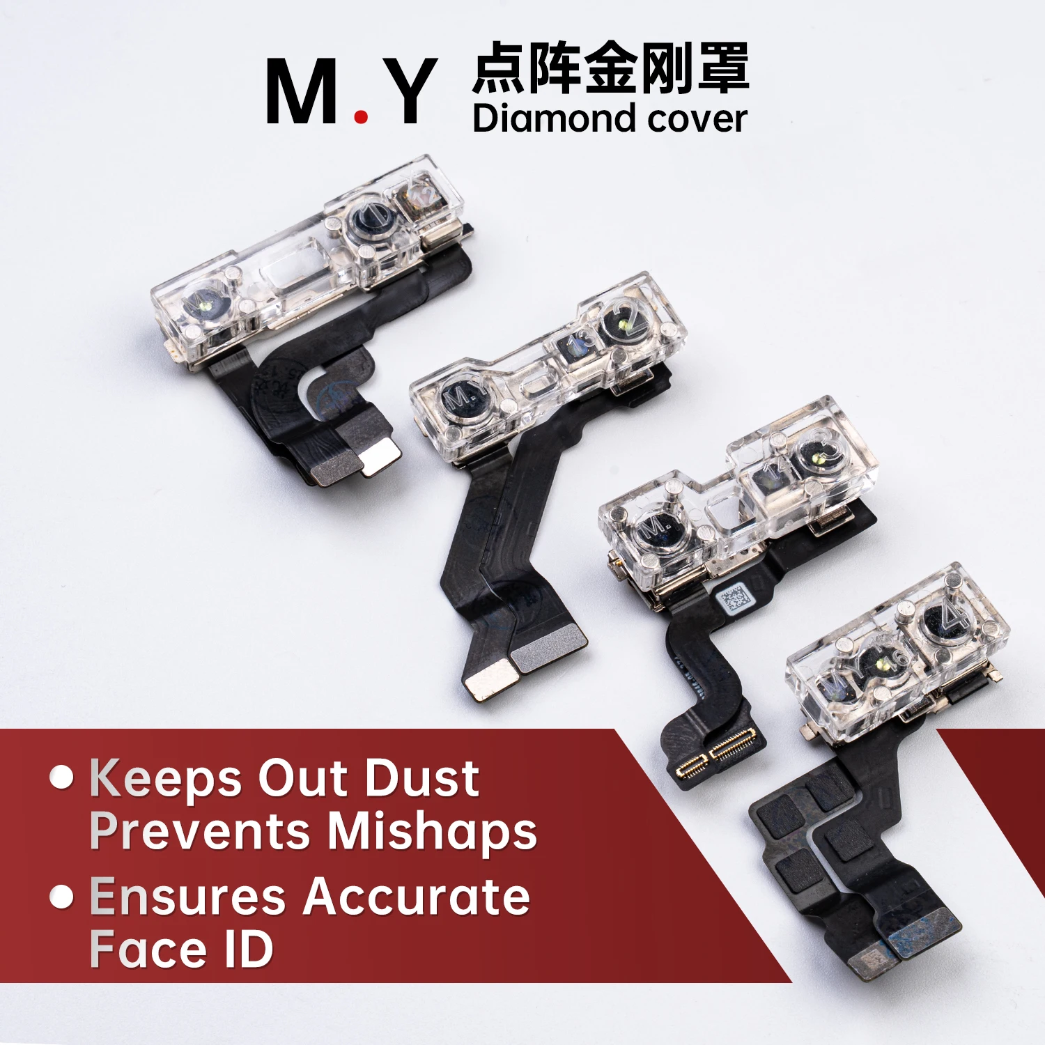 YCS M.Y IPhone Front Camera Lens Protector Cover 4PCS for IPhone X-17PM Dot Matrix Infrared Repair Front Camera Protection Tool