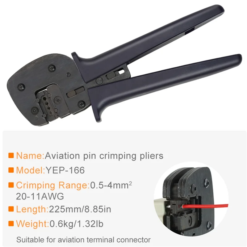 

ABZL Aviation Heavy-Duty Terminal Crimping Pliers YEP-166 0.5-4Mm2/20-11AWG Vertical Crimping Tool For Electrical Connections
