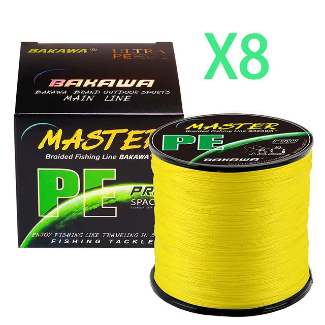BAKAWA Braided Fishing Line 8X 8 Strands 100/300m All for