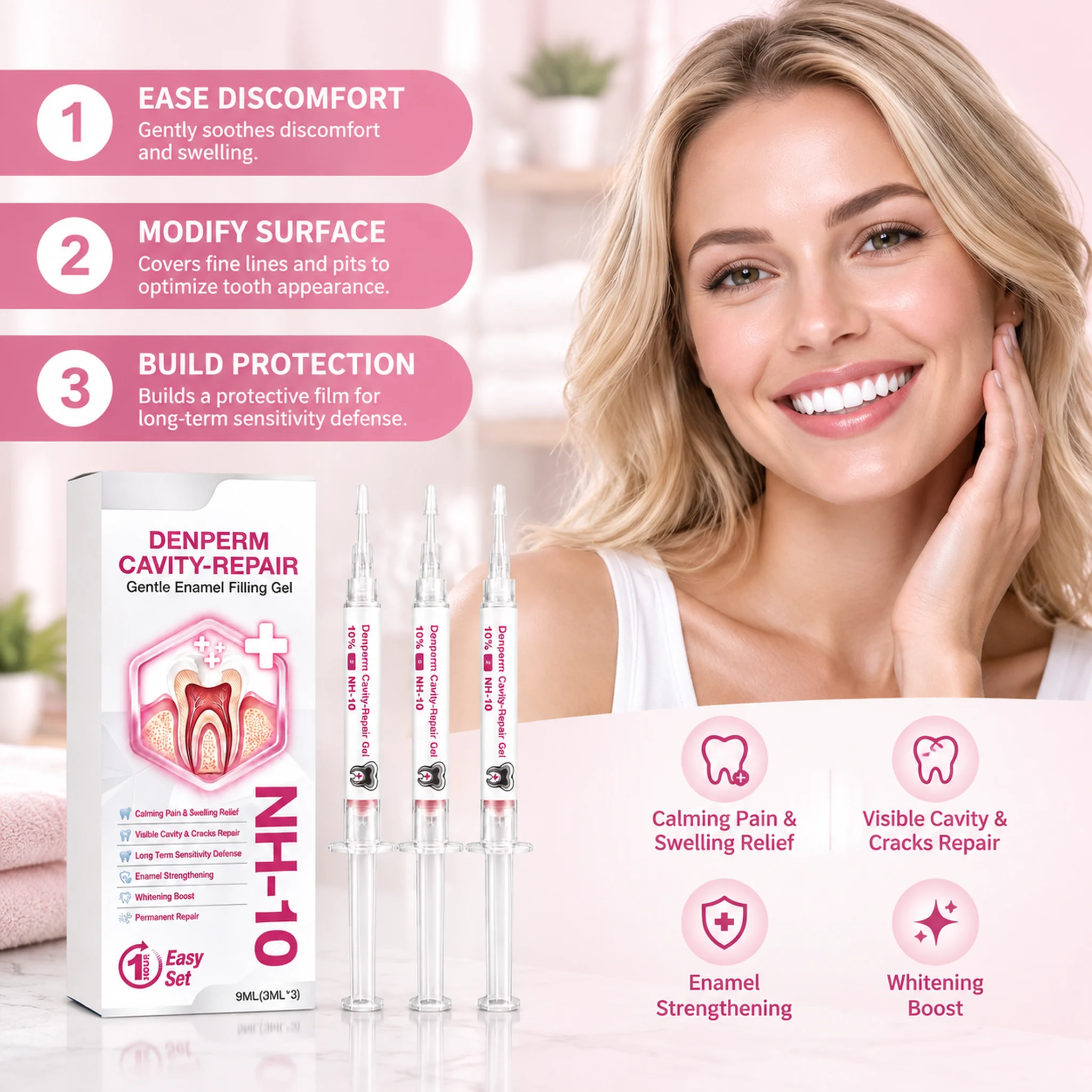 Cavity Repair Filling Gel Denperm Gentle Relieves Tooth Pain Protect Strengthen Enamel Boosts Tooth Brightness Simple To Apply