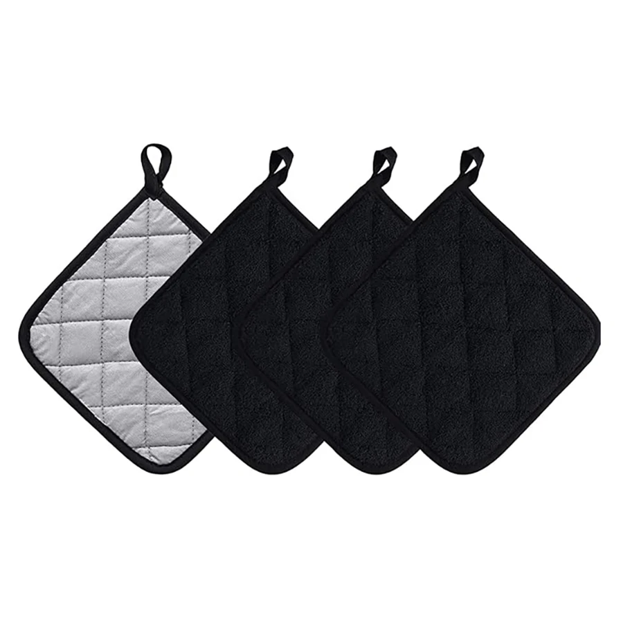 

Kitchen Pot Holders Set Heat Resistant Pure Cotton Potholders Kit Trivets Large Coasters Hot Pads 4Pcs 17x17cm Terry Pot Holders