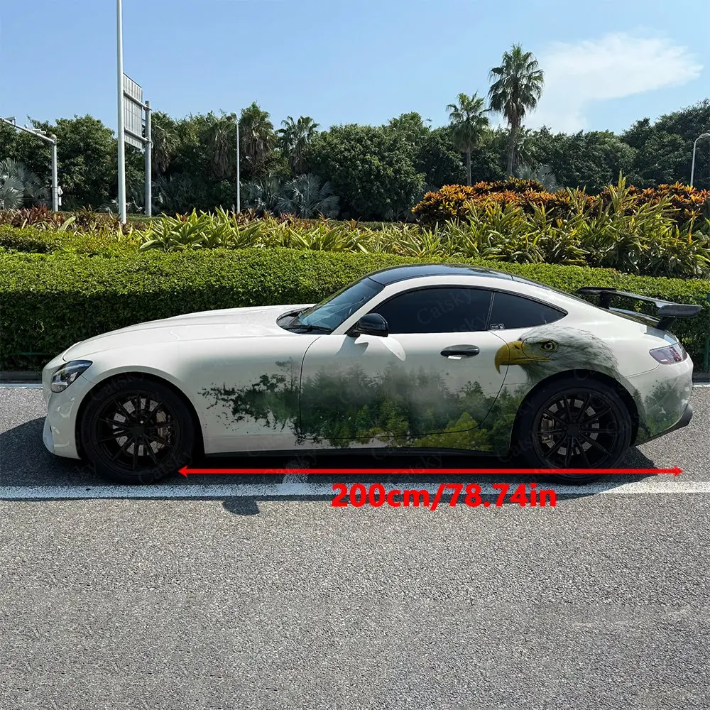 2pcs Eagle On The Tree Pattern Stickers, Car Body Side Decals, PVC Vinyl Decals, Universal Fit For All Cars Cars Car Vinyl Wraps