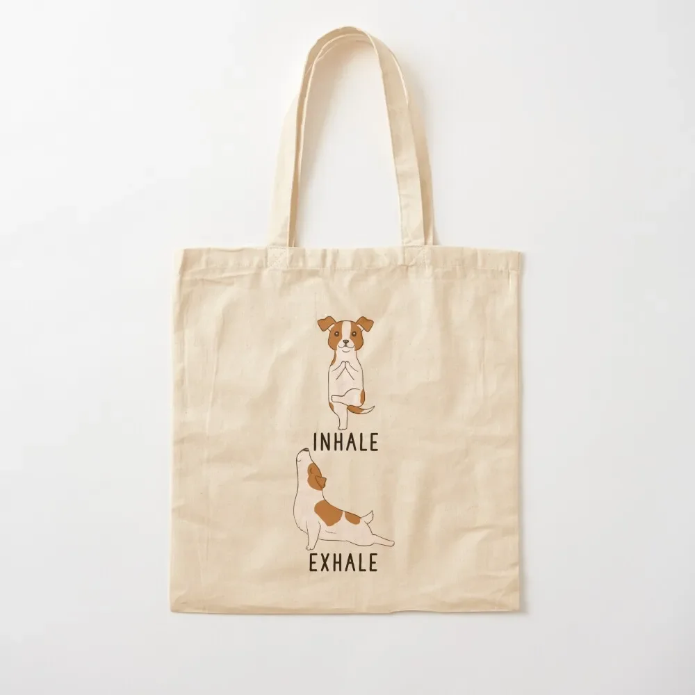 

Inhale Exhale Jack Russell Terrier Yoga Tote Bag Handbags women custom canvas bag Reusable bags Woman shopper bag