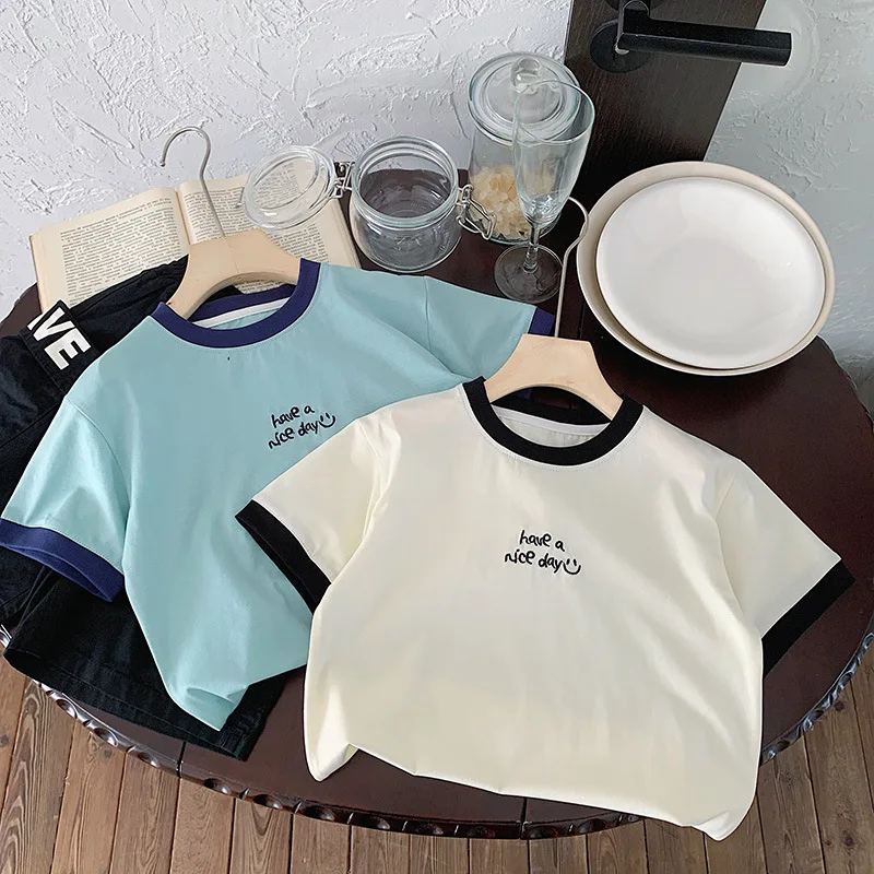 

Children's Short SleeveTT-shirt2024Summer New Children's Clothing Boy Versatile Top Baby Leisure Fashionable Outer Wear