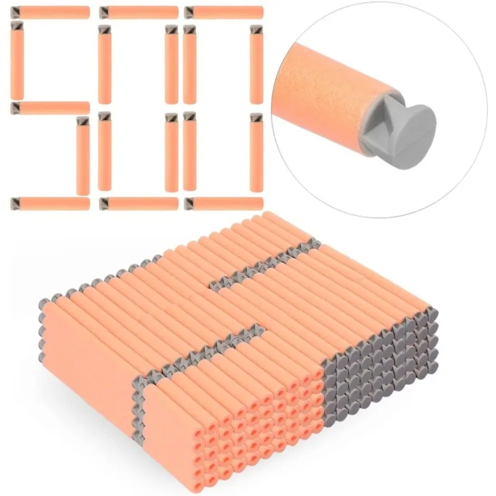 Balas de espuma de cabeza plana para pistolas de juguete, balas suaves de cuerpo naranja y gris, para serie Nerf n-strike Elite, paquete de papel, 500 Uds.