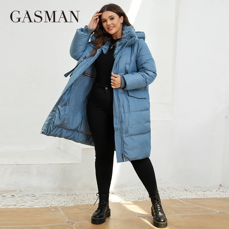 Gasmama – manteau Long et chaud à capuche pour femme, parka classique avec fermeture éclair et laçage, avec poches, collection hiver LD-21913