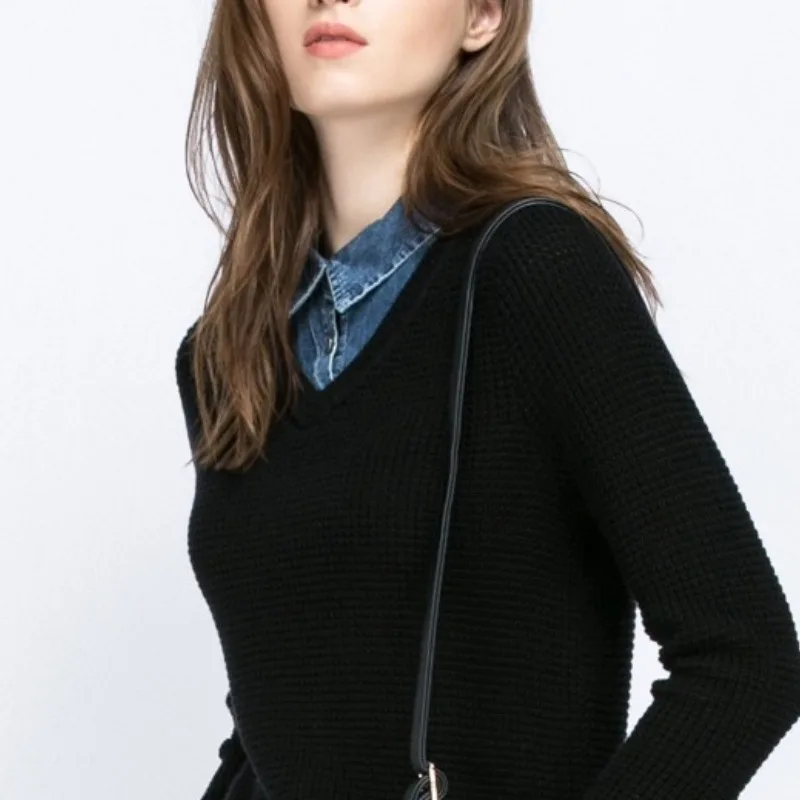 데님 셔츠 가짜 칼라 남성용 및 여성용 봄 스웨터 가짜 칼라 한국 가을 장식 뾰족한 옷깃 칼라