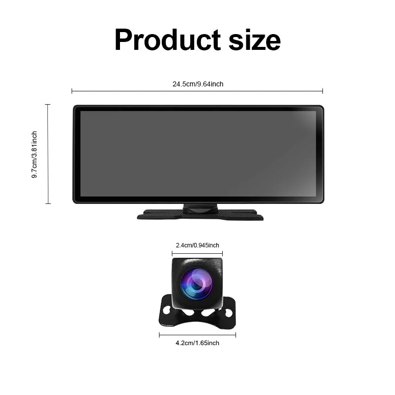 Carplay Touch Screen - 9.3 Inch Dash Cam Wireless CarPlay Support Android Auto with 2CH 1080p DVR