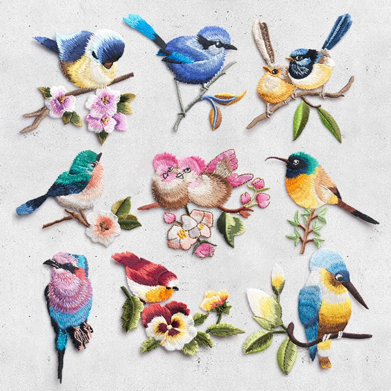 1pc Colorful Swallow Patch Bird Tattoo Sparrow Embroidered Iron On Applique Cloth Dress Scrapbooking DIY Clothing Sewing Decor