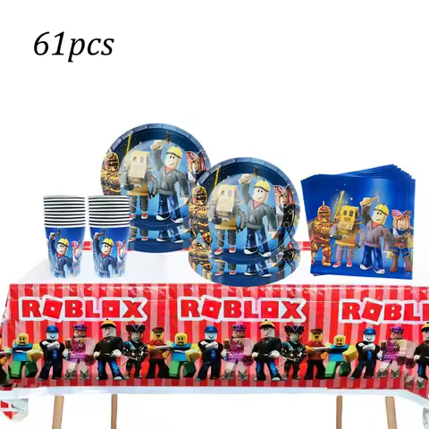Roblox Birthday Party Decorations Supplie Roblox Celebration Party Disposable pennant Tablecloth Cup Plate Baby Shower set