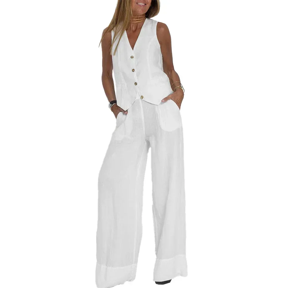 Womens New Fashion Vest Trousers Suit Casual Versatile Temperament Suit