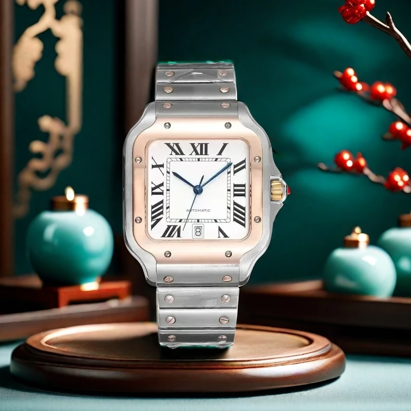42mm Santos Serie Herren Luxus Edle Mode Exquisite Uhr Paar Modell Edelstahl Automatikuhr