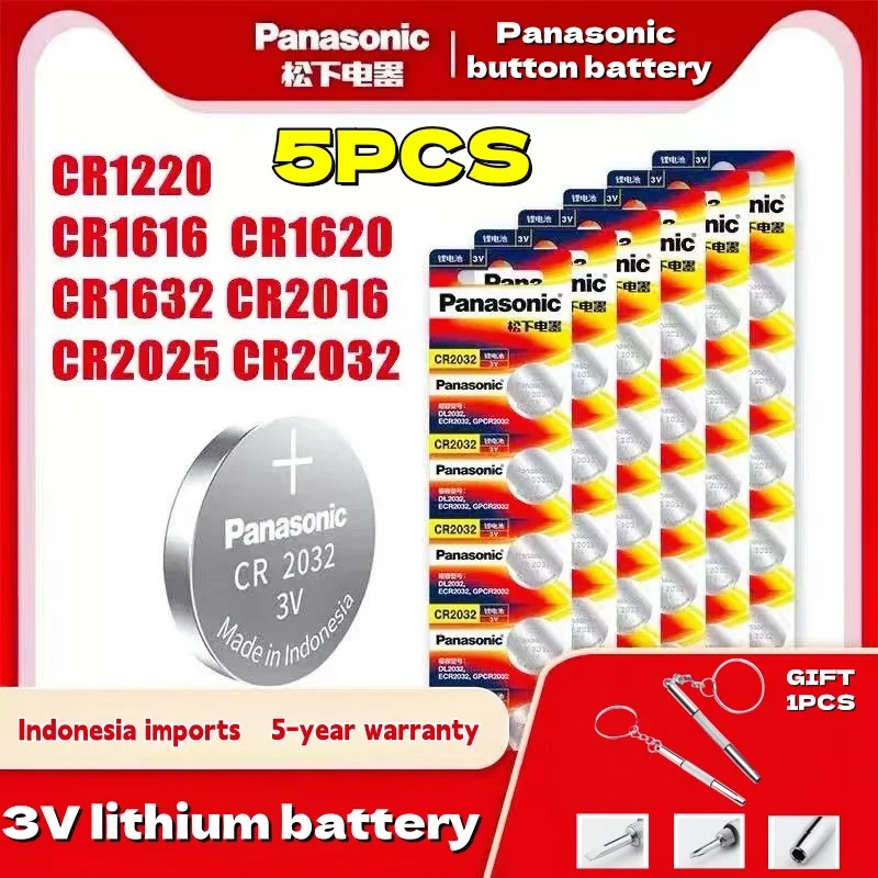 5 шт. Panasonic CR2032 CR2025 CR2016 CR1632 CR1620 CR1616 CR1220 3 В литиевые батареи для калькулятора игрушечные часы